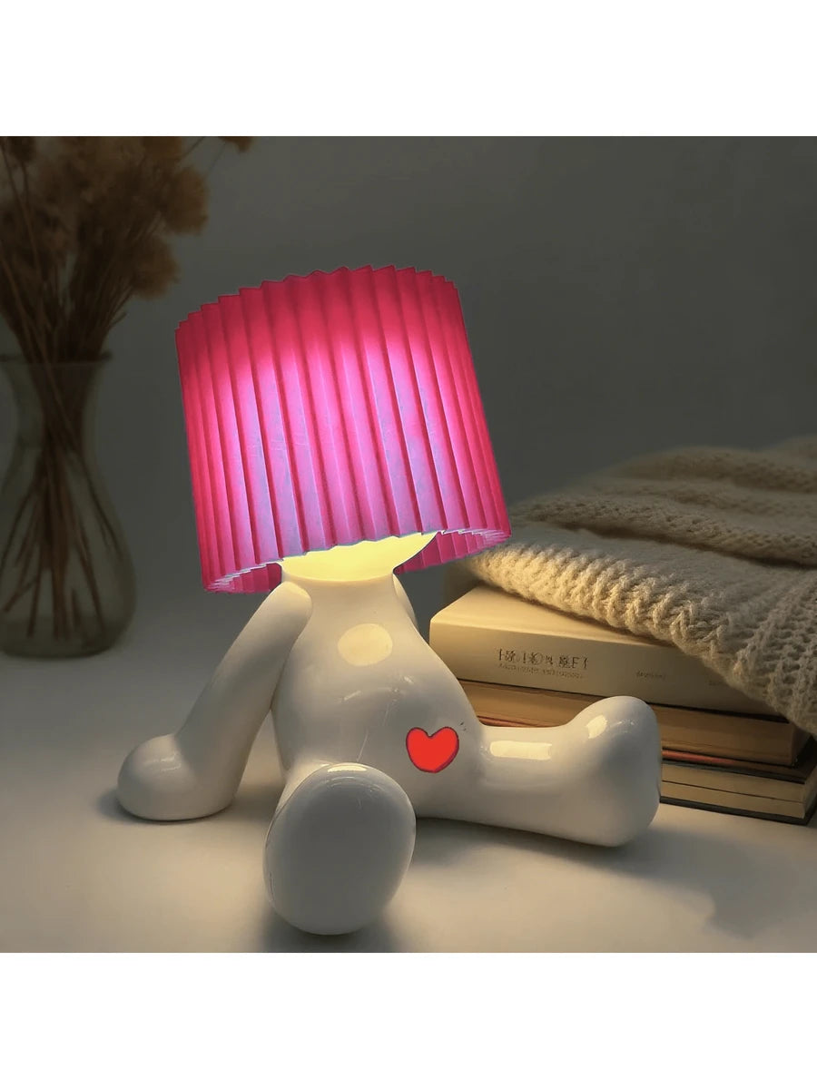 Cute Seated Shy Boy Table Lamp - LED Warm Light For Bedroom Ambience, Creative Bedroom Ambience Light, Compact & Lightweight, USB-Powered, Ideal For Home Use