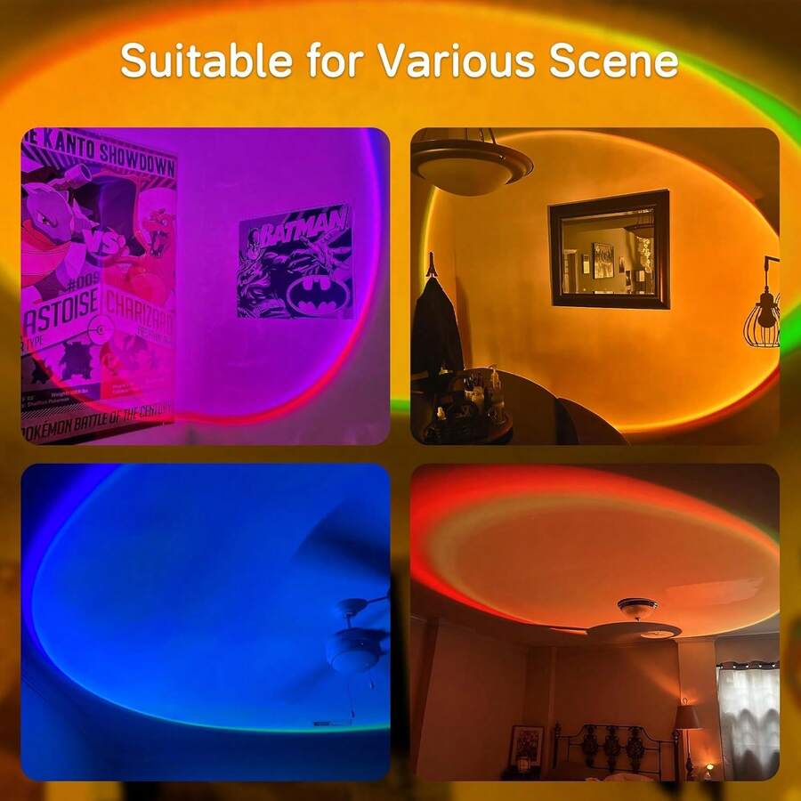 Multicolor Sunset Projector Lamp With Remote & APP Control - 16 Colors & 16 Dynamic Modes, Dimmable LED Night Light For Bedroom, Party, Photography Decor,Romantic Dates & Gifts