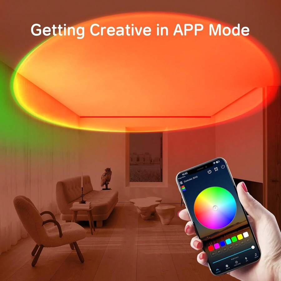 Multicolor Sunset Projector Lamp With Remote & APP Control - 16 Colors & 16 Dynamic Modes, Dimmable LED Night Light For Bedroom, Party, Photography Decor,Romantic Dates & Gifts