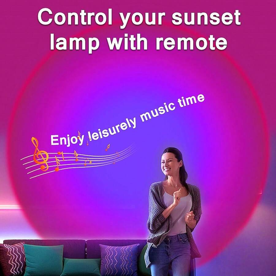 Multicolor Sunset Projector Lamp With Remote & APP Control - 16 Colors & 16 Dynamic Modes, Dimmable LED Night Light For Bedroom, Party, Photography Decor,Romantic Dates & Gifts