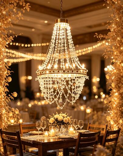 1pc Solar Crystal Beaded Hanging Chandelier, Waterproof Rainproof Outdoor LED Lamp, Warm Soft Glow, Perfect Ornament For Wedding Ceremony, Garden, Yard, Pergola, Backyard Dinner Party, Festival & Romantic Celebration Decor