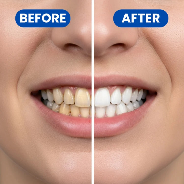 Whitening strips before and after illustration